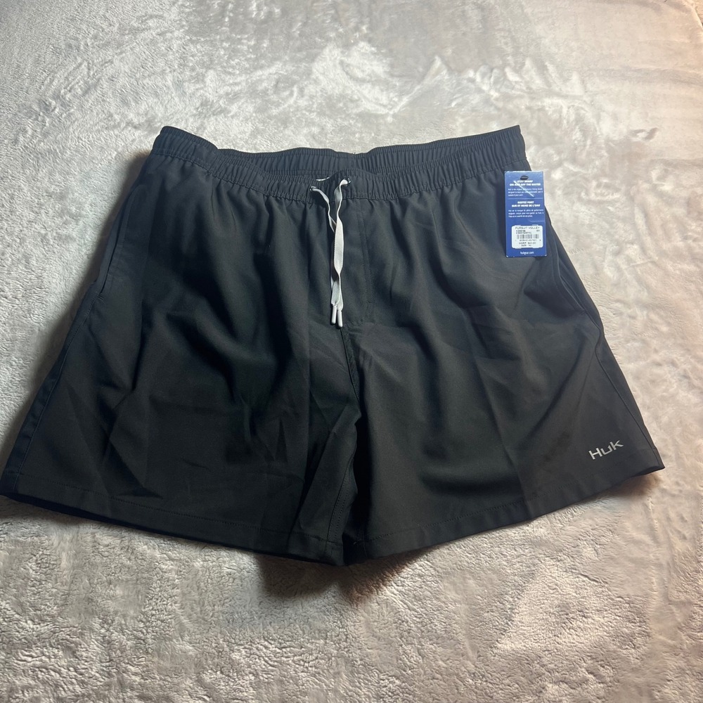 NWT Huk Men's XL Pursuit Volley Shorts Black Performance Fishing H2000184